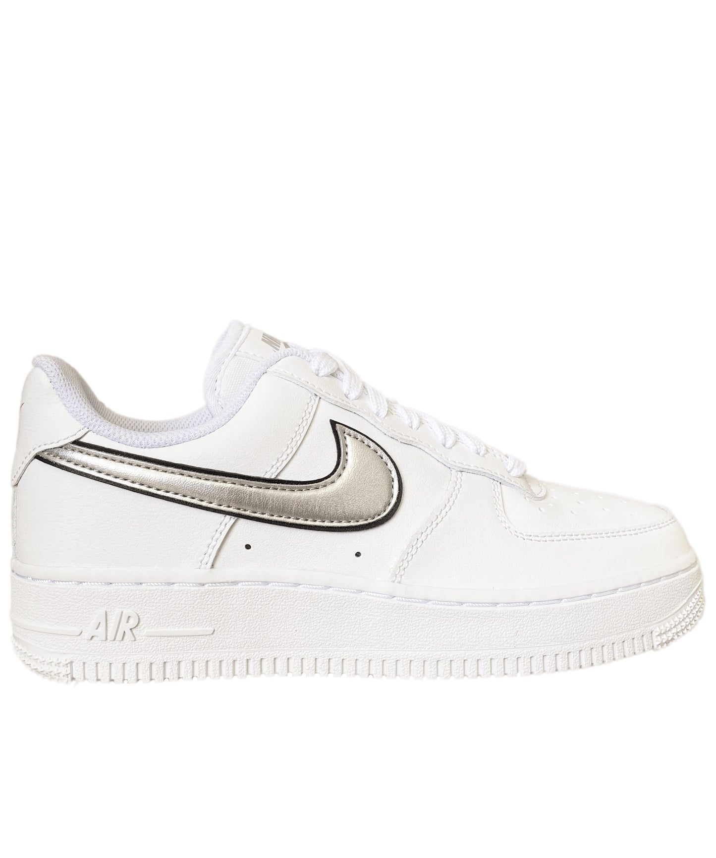 NIKE AIR FORCE 1 LOW 07 " ESSENTIAL WHITE METALLIC SILVER BLACK " W