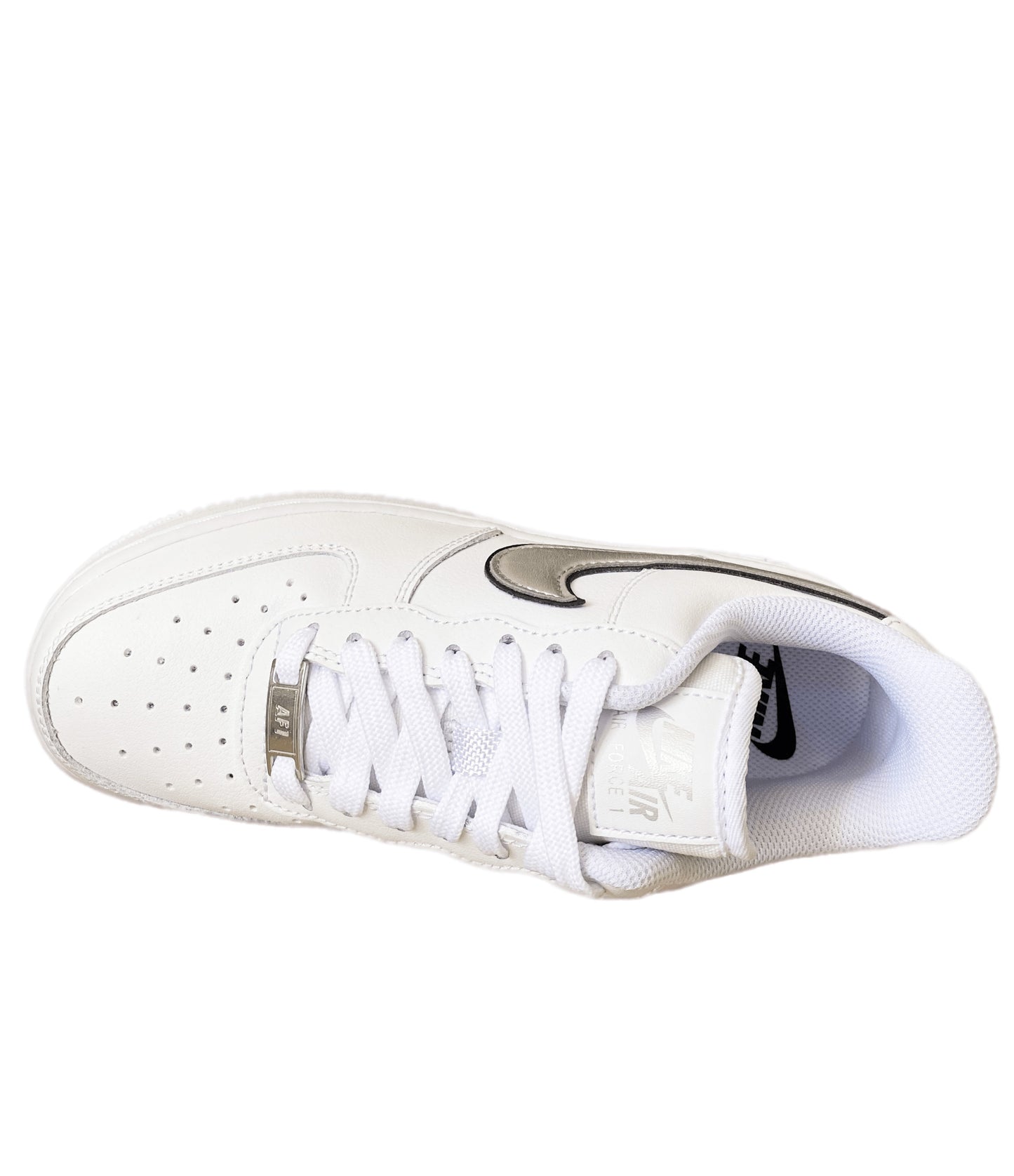 NIKE AIR FORCE 1 LOW 07 " ESSENTIAL WHITE METALLIC SILVER BLACK " W
