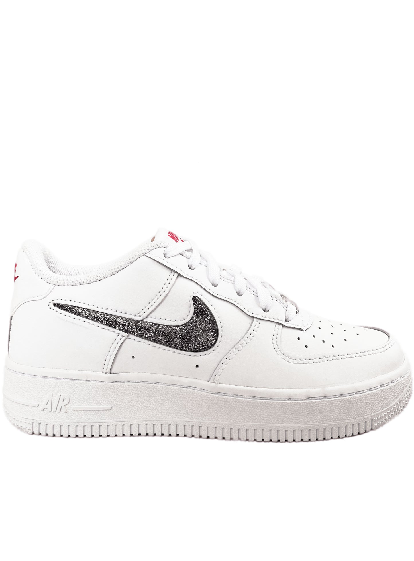 NIKE AIR FORCE 1 LOW LV8 "WHITE METALLIC SILVER"(GS)