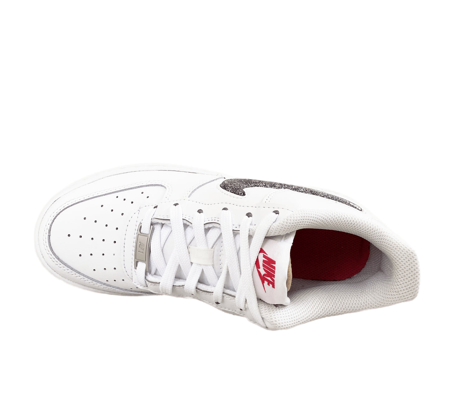 NIKE AIR FORCE 1 LOW LV8 "WHITE METALLIC SILVER"(GS)